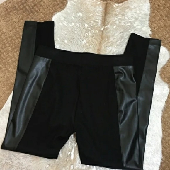 Black Top and Leather Leggings with Red Scarf - Picture 3 of 7